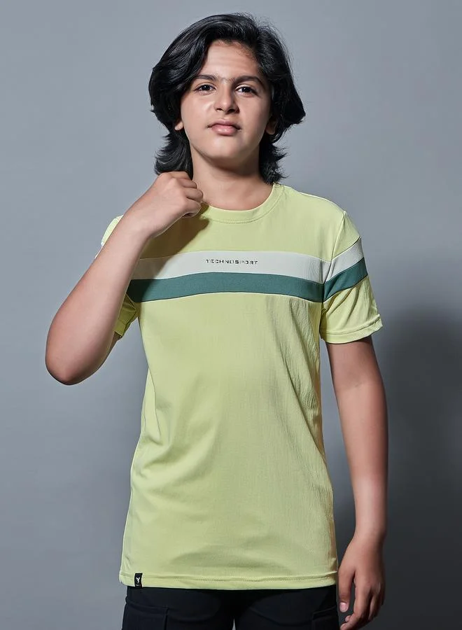 تكنوسبورت تيشيرت تكنوسبورت للأولاد بياقة دائرية وألواح متباينة